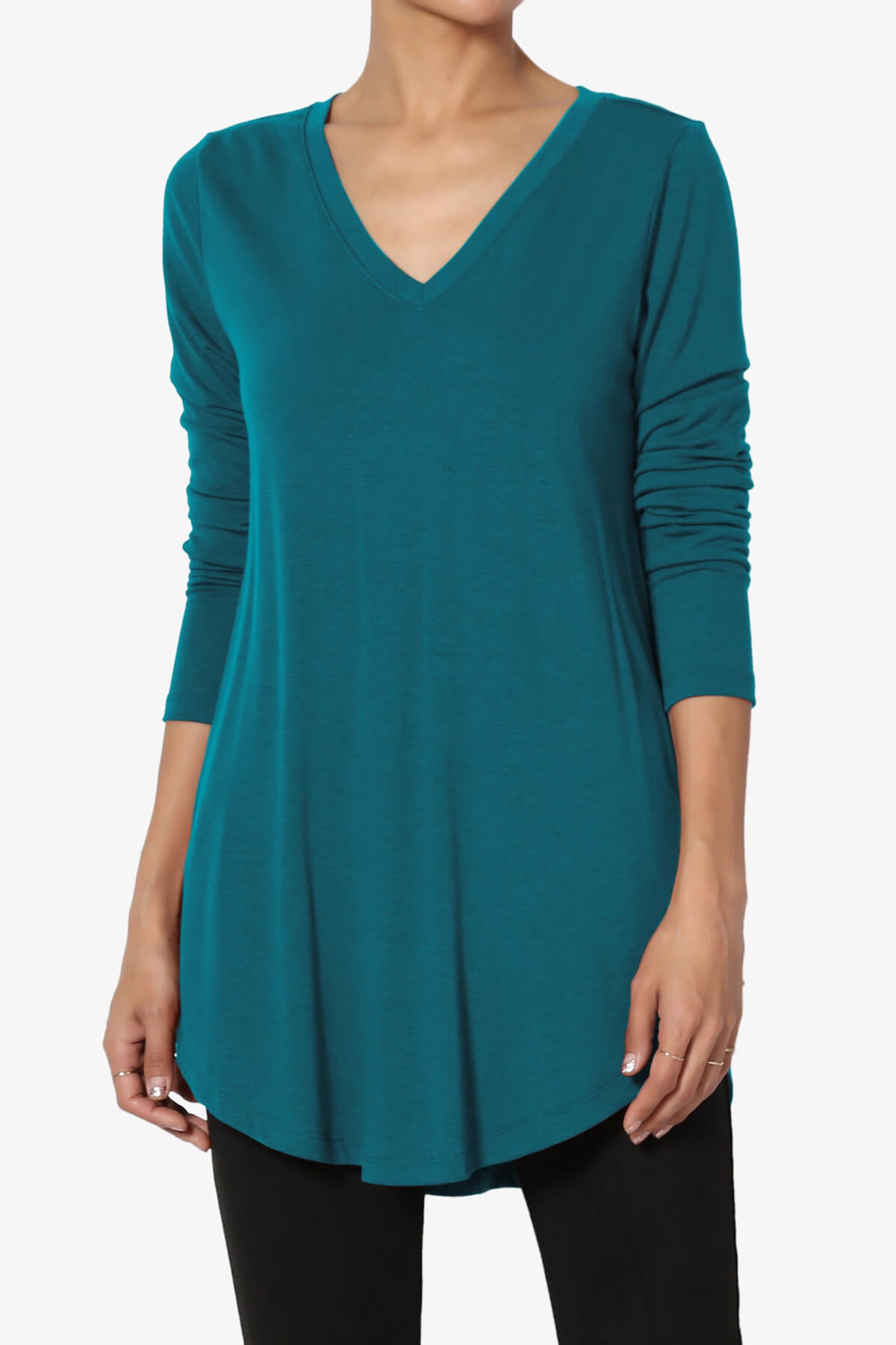 Ramada Long Sleeve Flowy Jersey Top TEAL_1