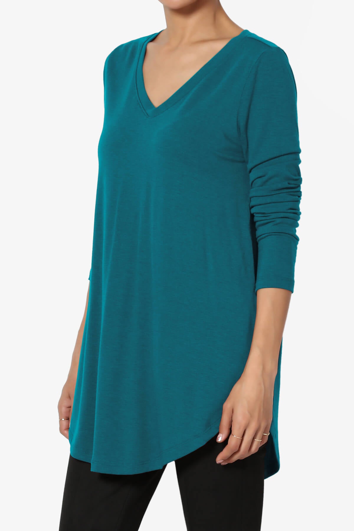 Ramada Long Sleeve Flowy Jersey Top TEAL_3