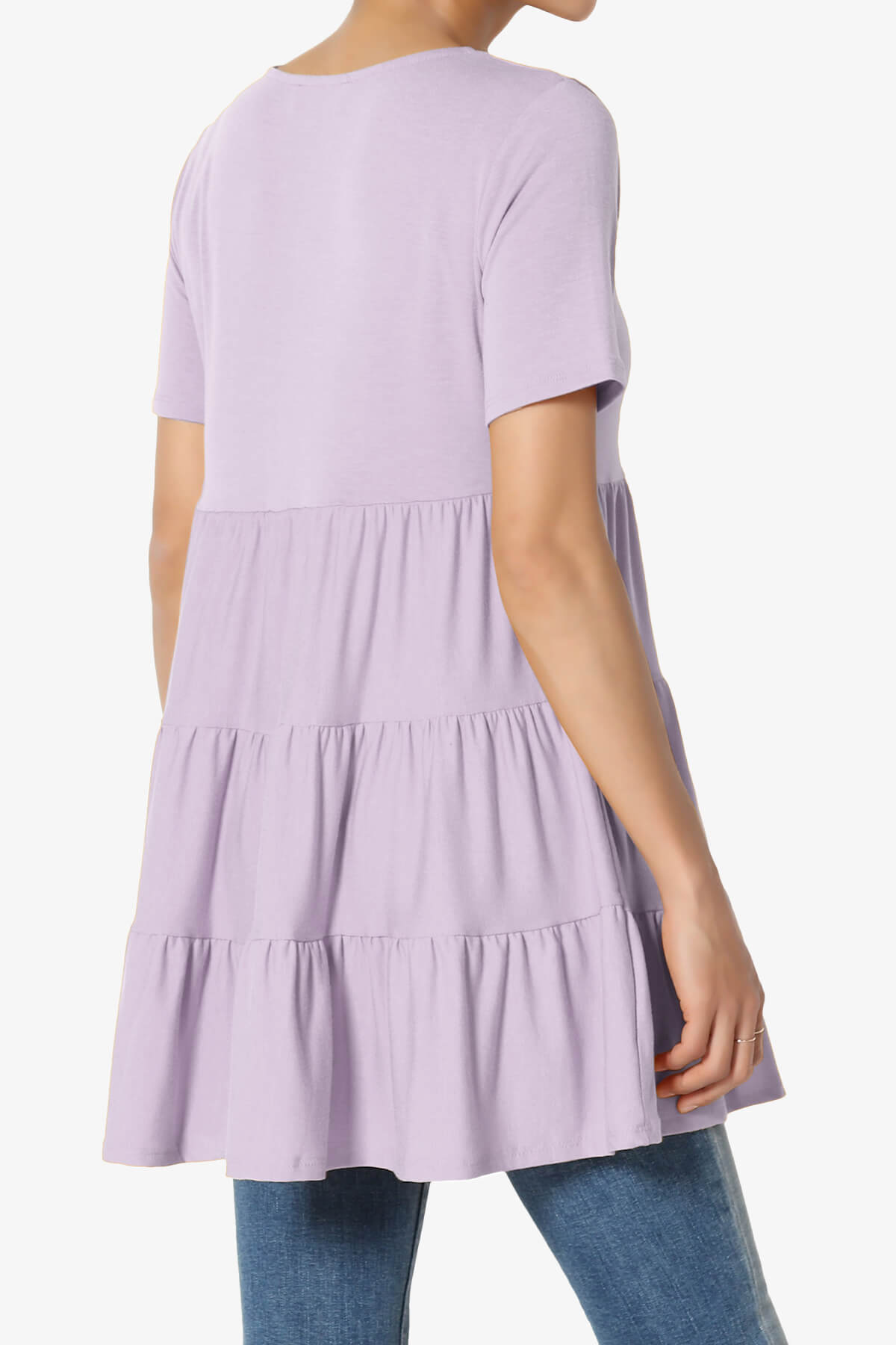 Load image into Gallery viewer, Maiika Short Sleeve Tiered Ruffle Tunic DUSTY LAVENDER_4
