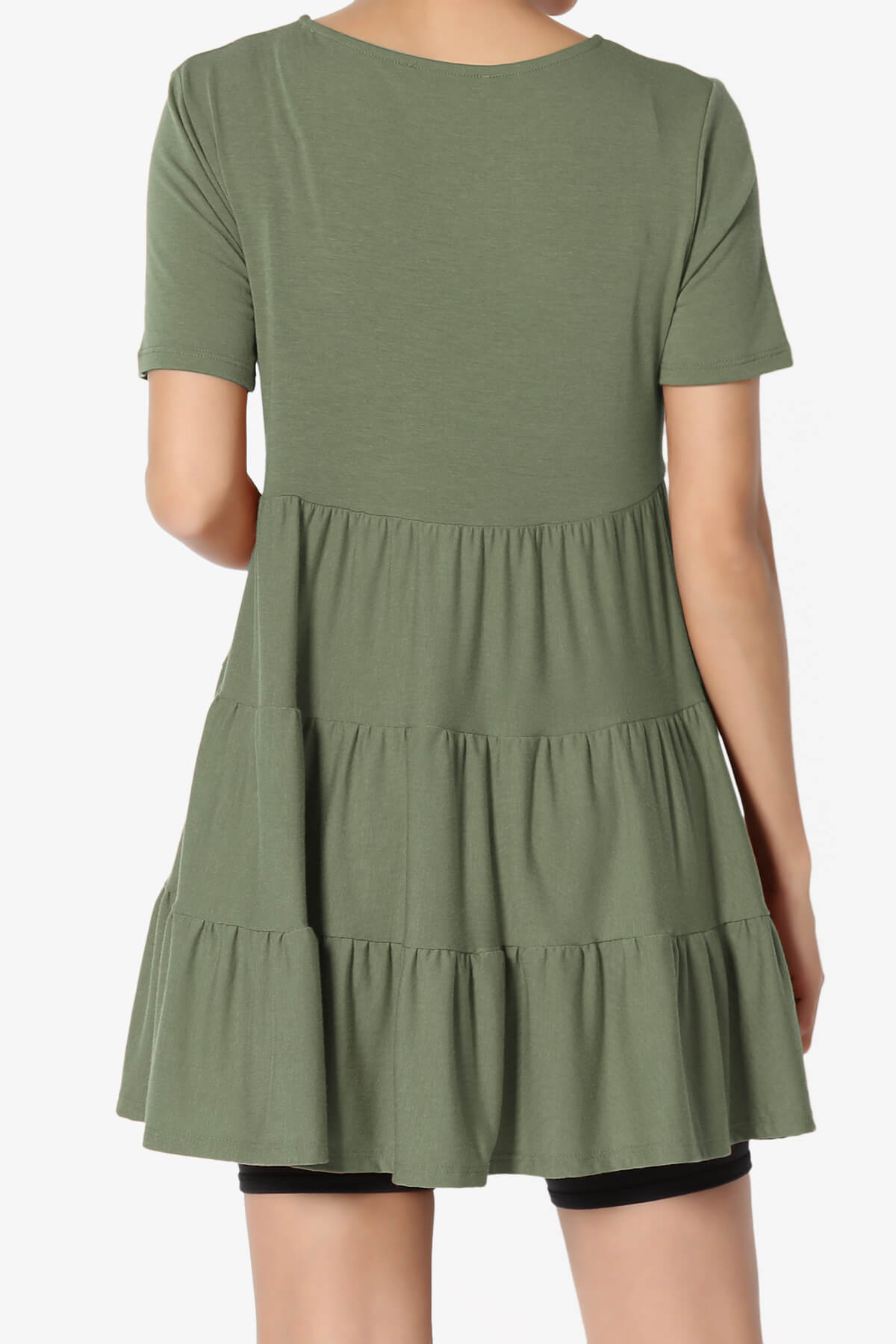 Load image into Gallery viewer, Maiika Short Sleeve Tiered Ruffle Tunic DUSTY OLIVE_2
