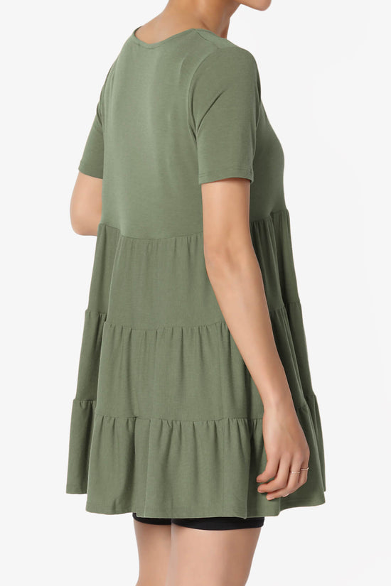 Load image into Gallery viewer, Maiika Short Sleeve Tiered Ruffle Tunic DUSTY OLIVE_4
