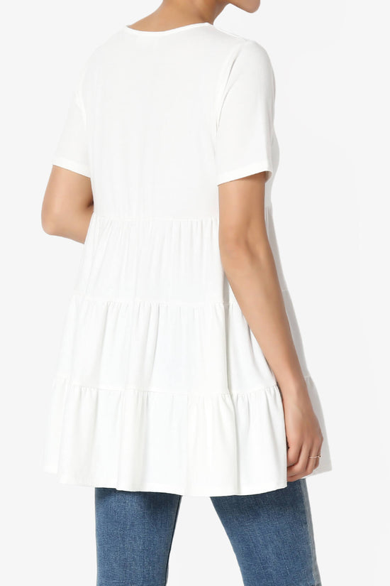 Maiika Short Sleeve Tiered Ruffle Tunic IVORY_4