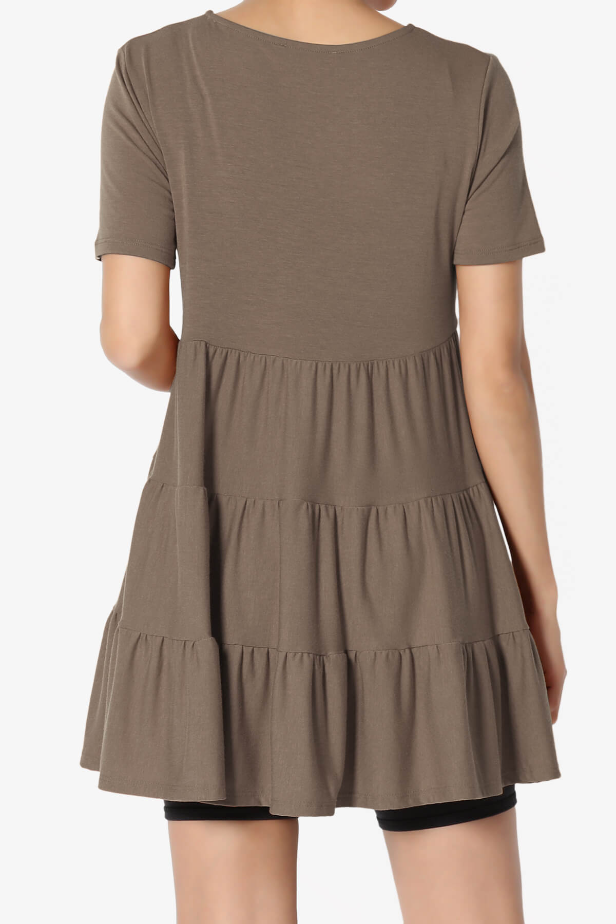 Maiika Short Sleeve Tiered Ruffle Tunic MOCHA_2