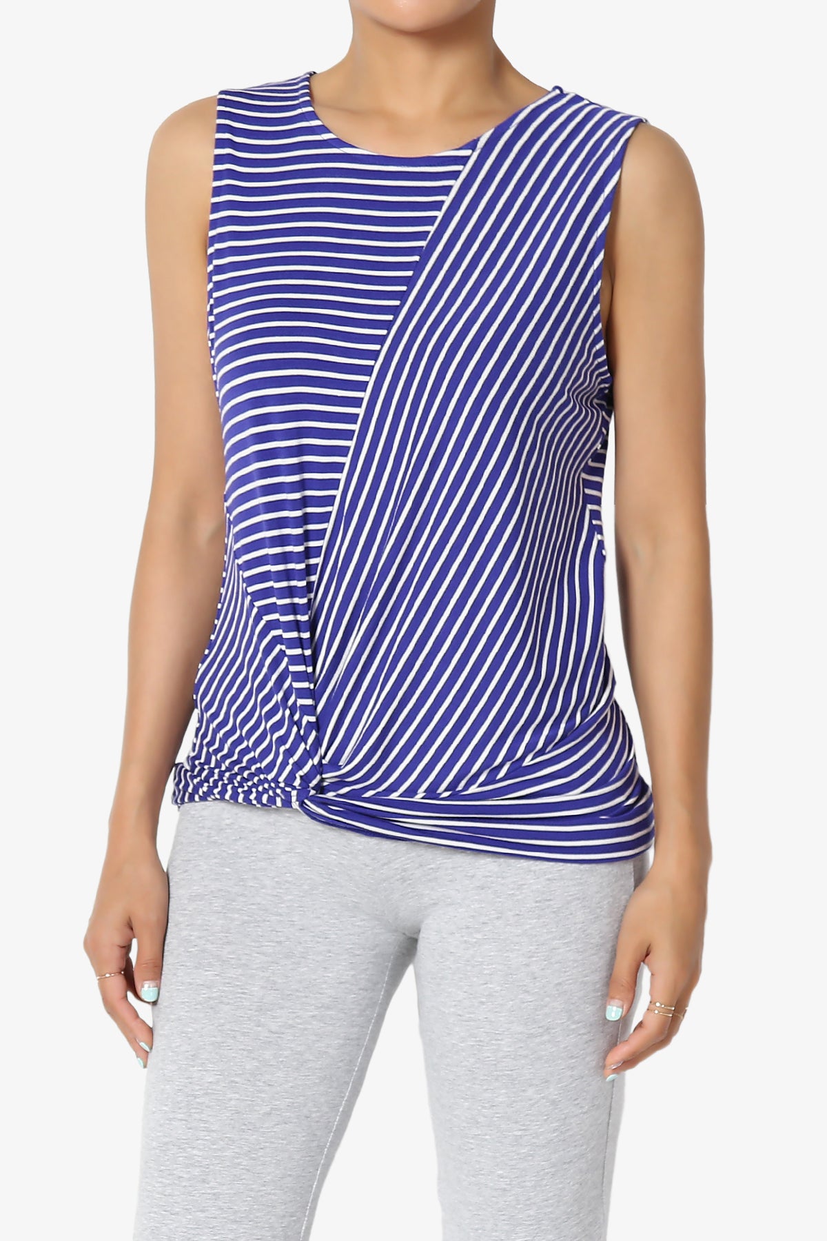 Flavor Sleeveless Striped Twisted Top