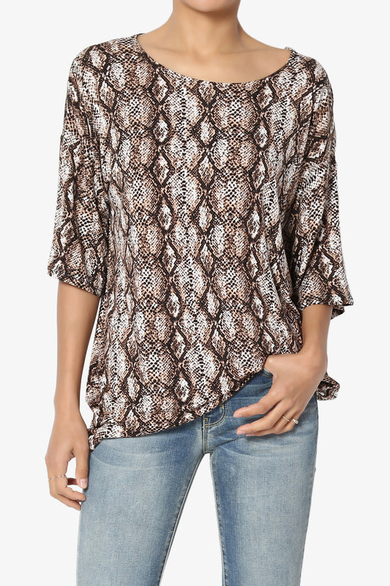 Fritzie Snake Print Jersey Top BROWN_1
