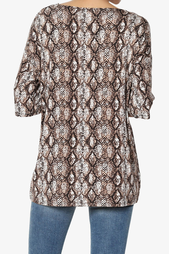 Fritzie Snake Print Jersey Top BROWN_2