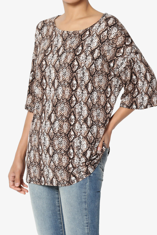 Fritzie Snake Print Jersey Top BROWN_3