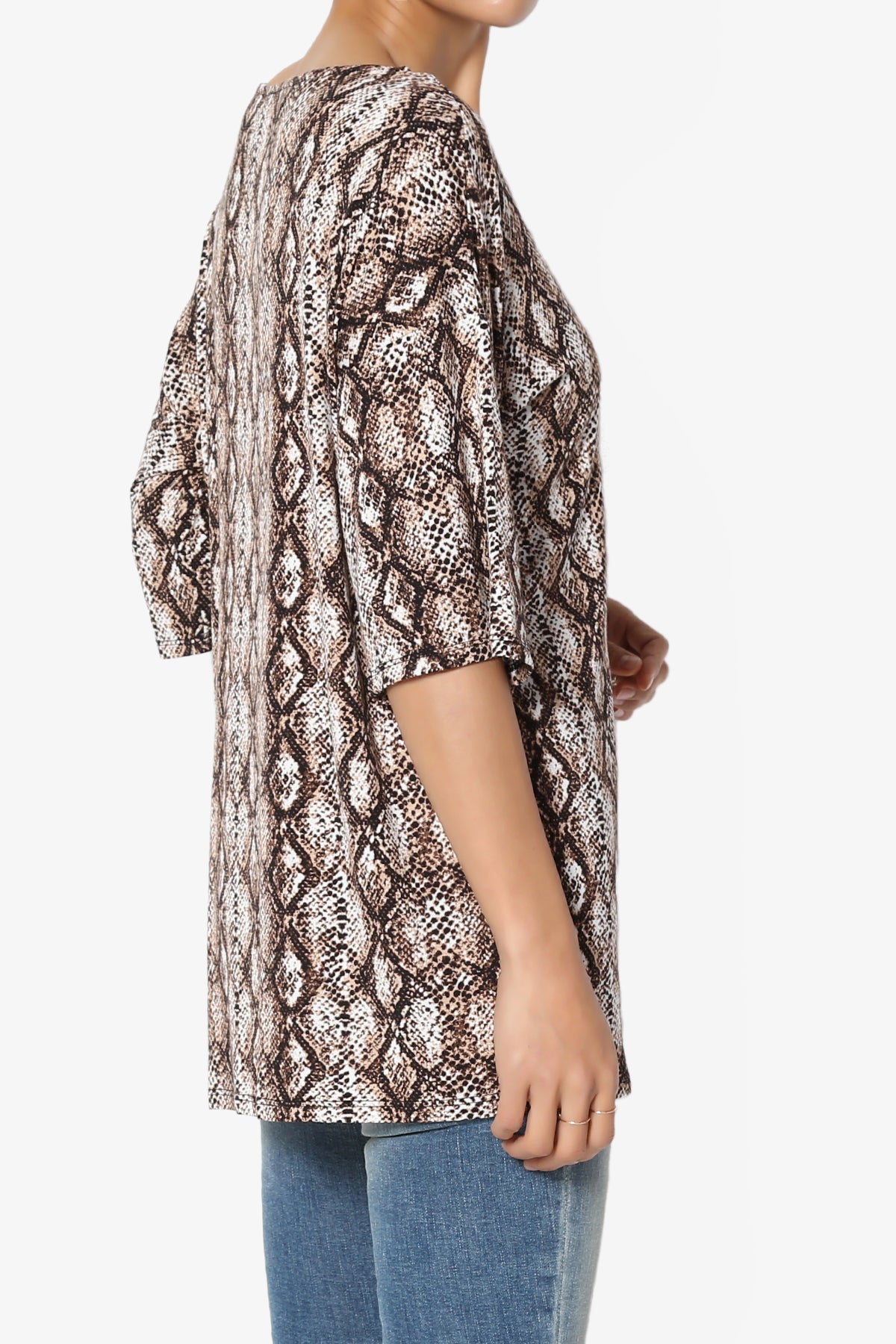 Fritzie Snake Print Jersey Top BROWN_4