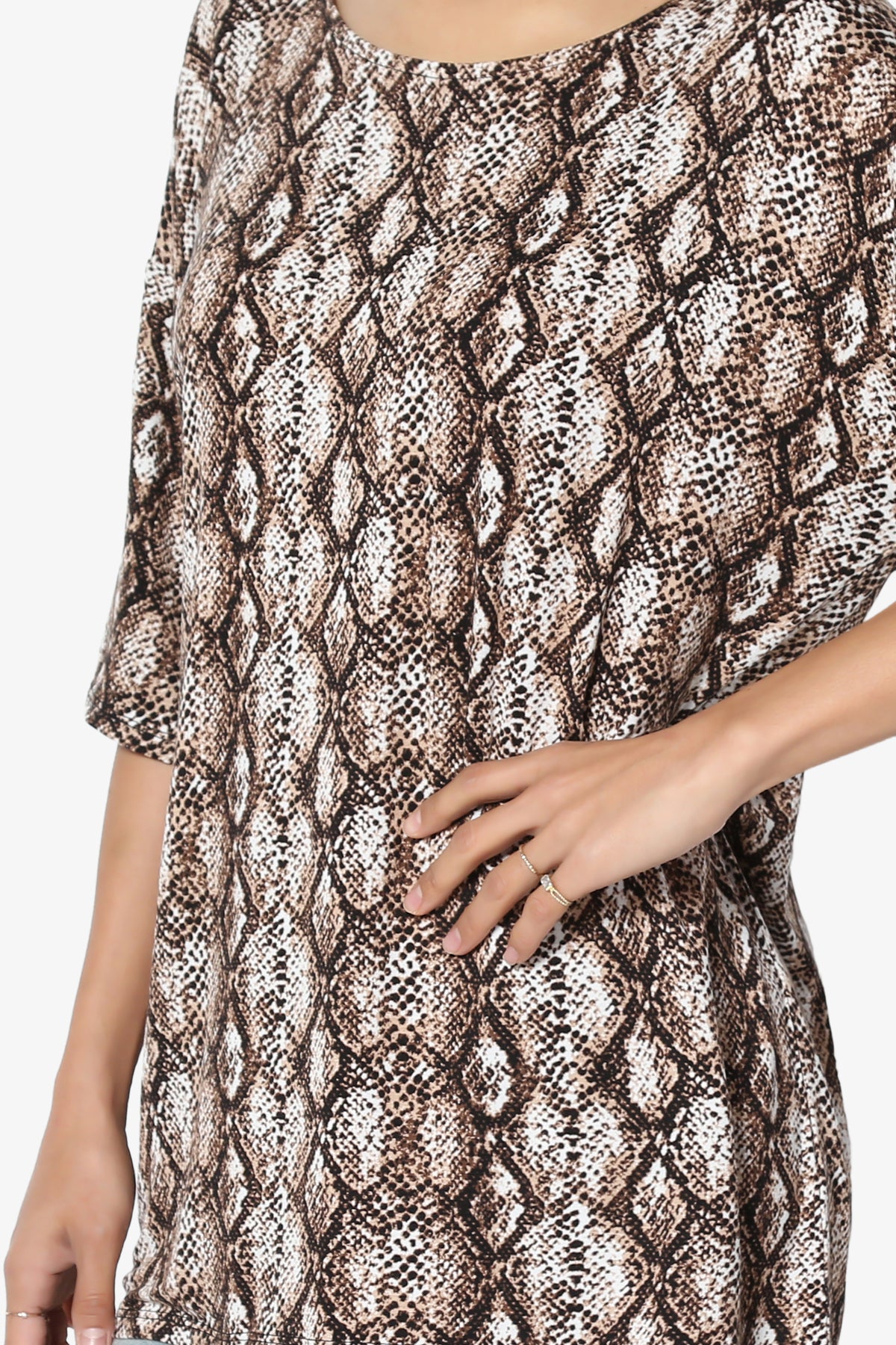Fritzie Snake Print Jersey Top BROWN_5