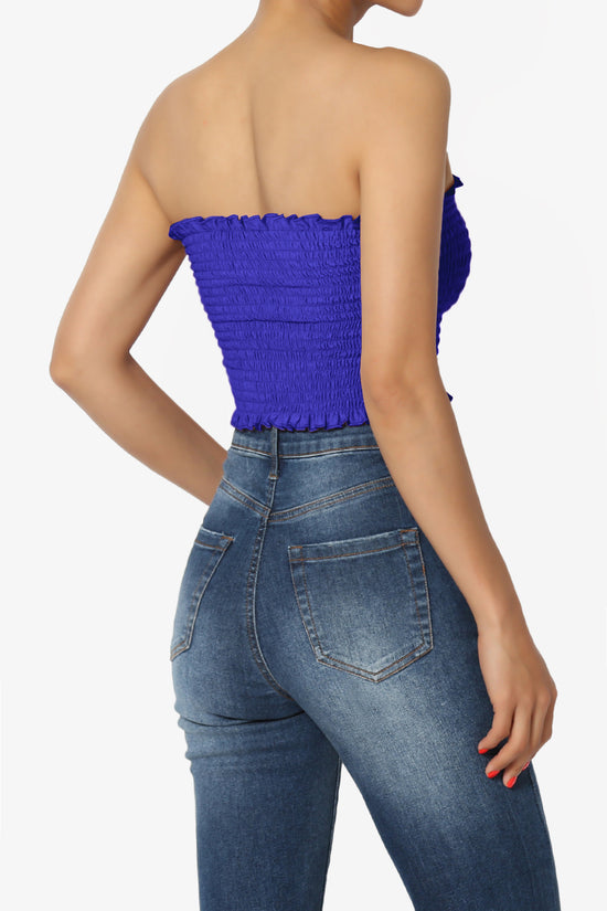Load image into Gallery viewer, Faleece Frill Smocked Crop Tube Top PLUS
