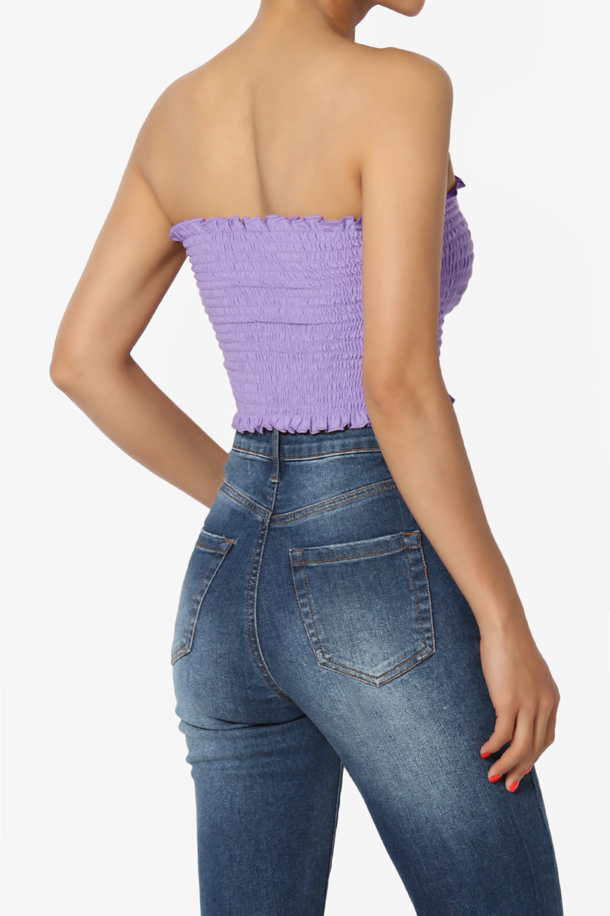 Faleece Frill Smocked Crop Tube Top PLUS