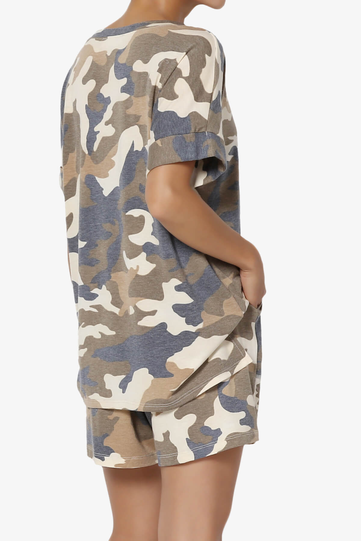 Jace Camouflage V-Neck Top & Shorts Set NAVY_4