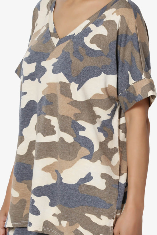 Jace Camouflage V-Neck Top & Shorts Set NAVY_5