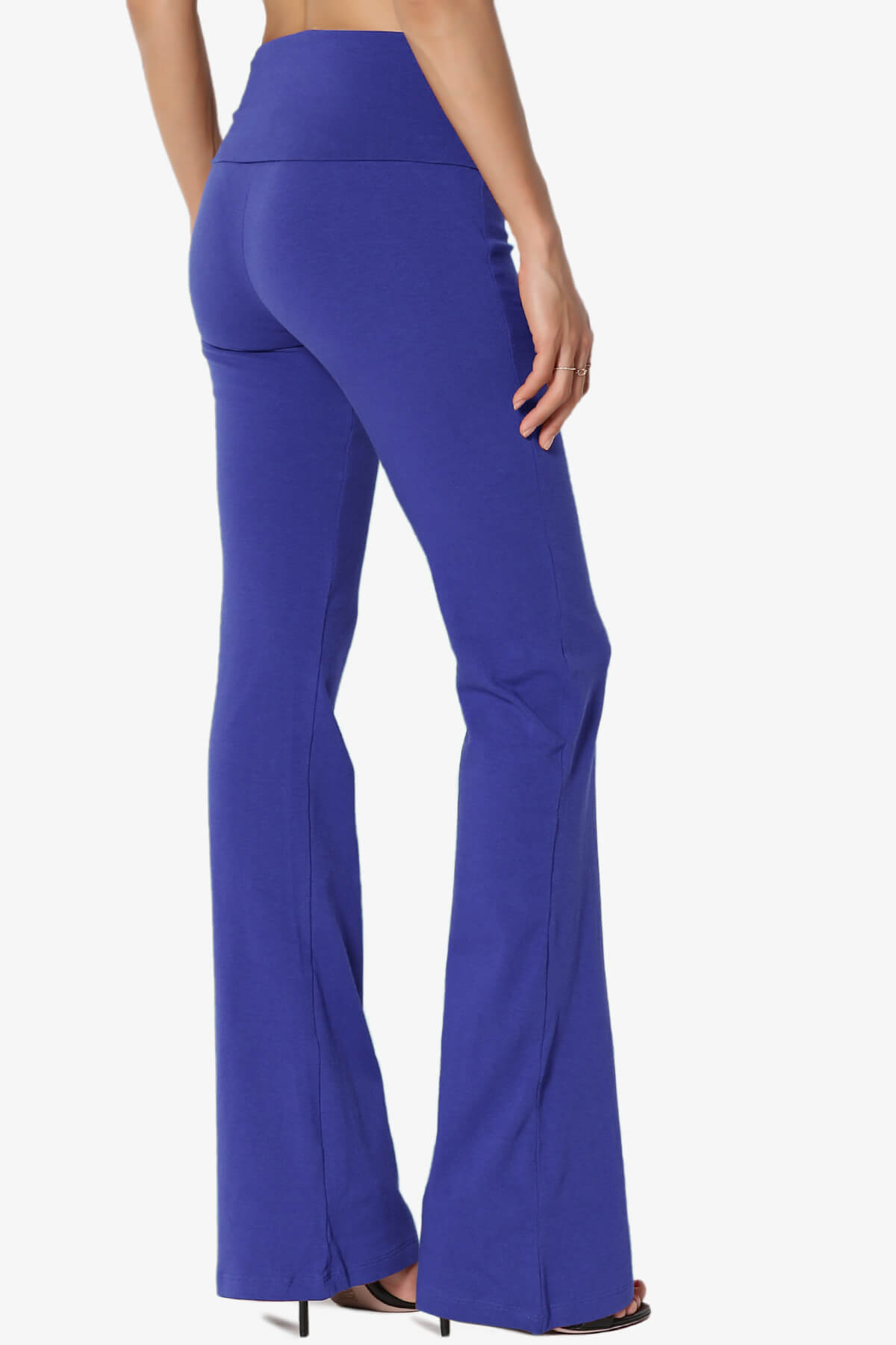 Load image into Gallery viewer, Sara Foldover Waist Yoga Pants BRIGHT BLUE_4
