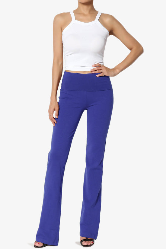 Load image into Gallery viewer, Sara Foldover Waist Yoga Pants BRIGHT BLUE_6

