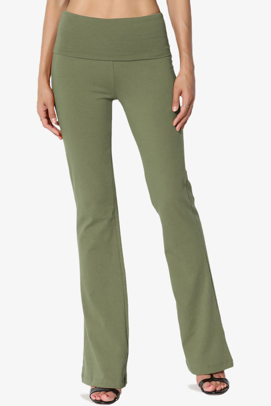 Load image into Gallery viewer, Sara Foldover Waist Yoga Pants DUSTY OLIVE_1
