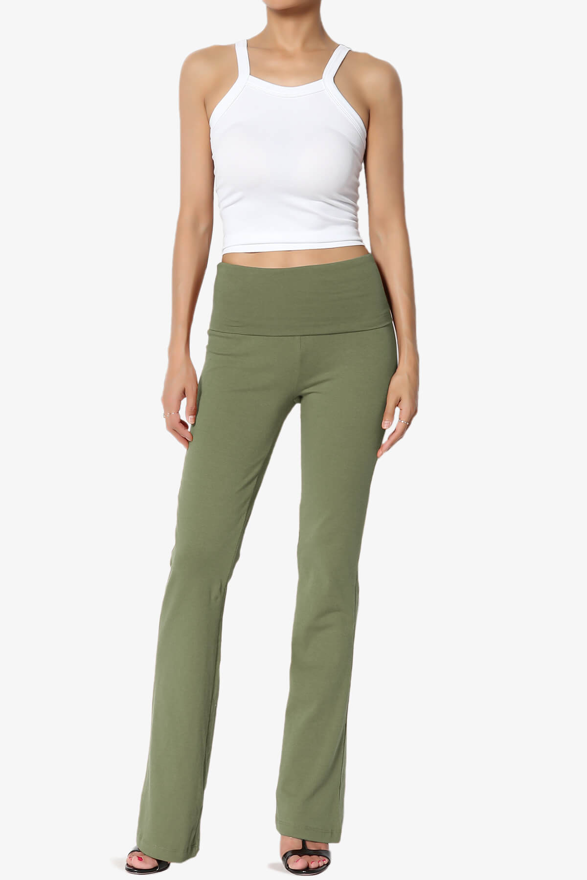 Load image into Gallery viewer, Sara Foldover Waist Yoga Pants DUSTY OLIVE_6

