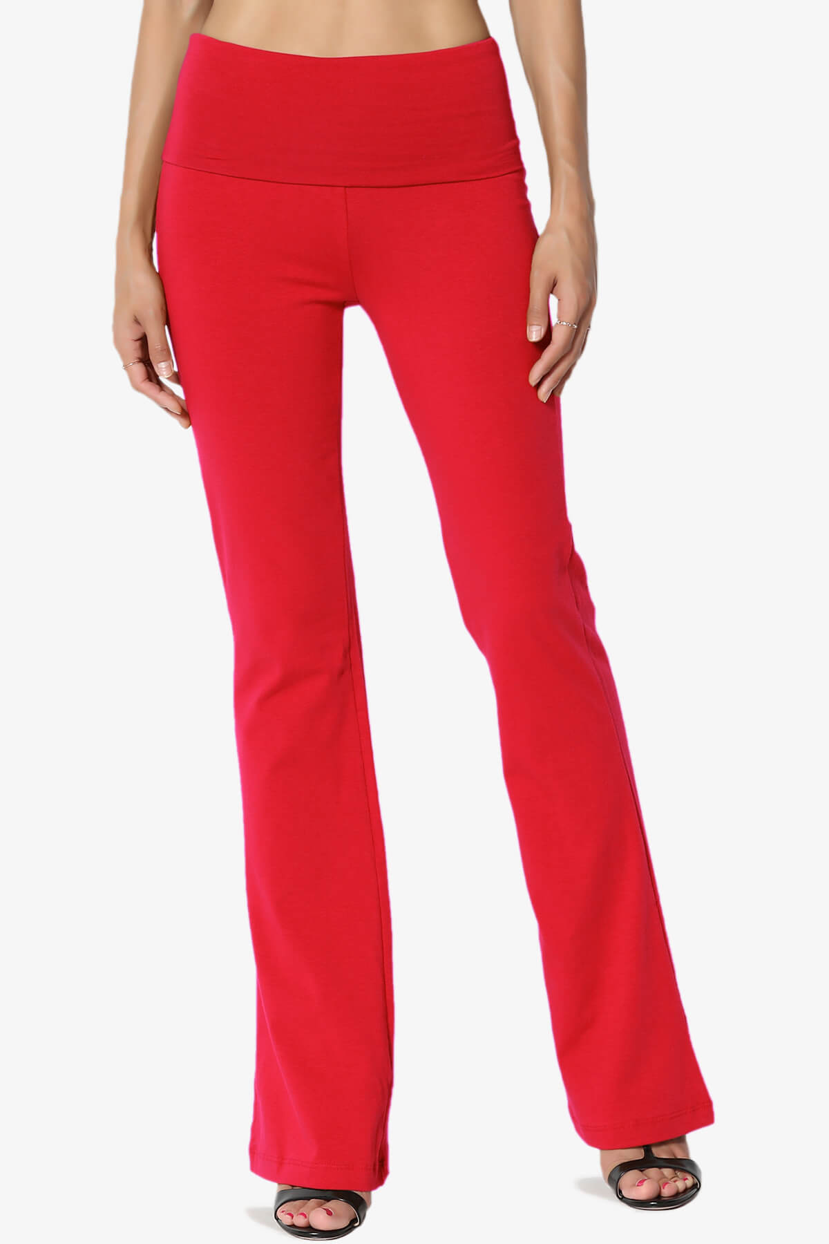 Sara Foldover Waist Yoga Pants RED_1