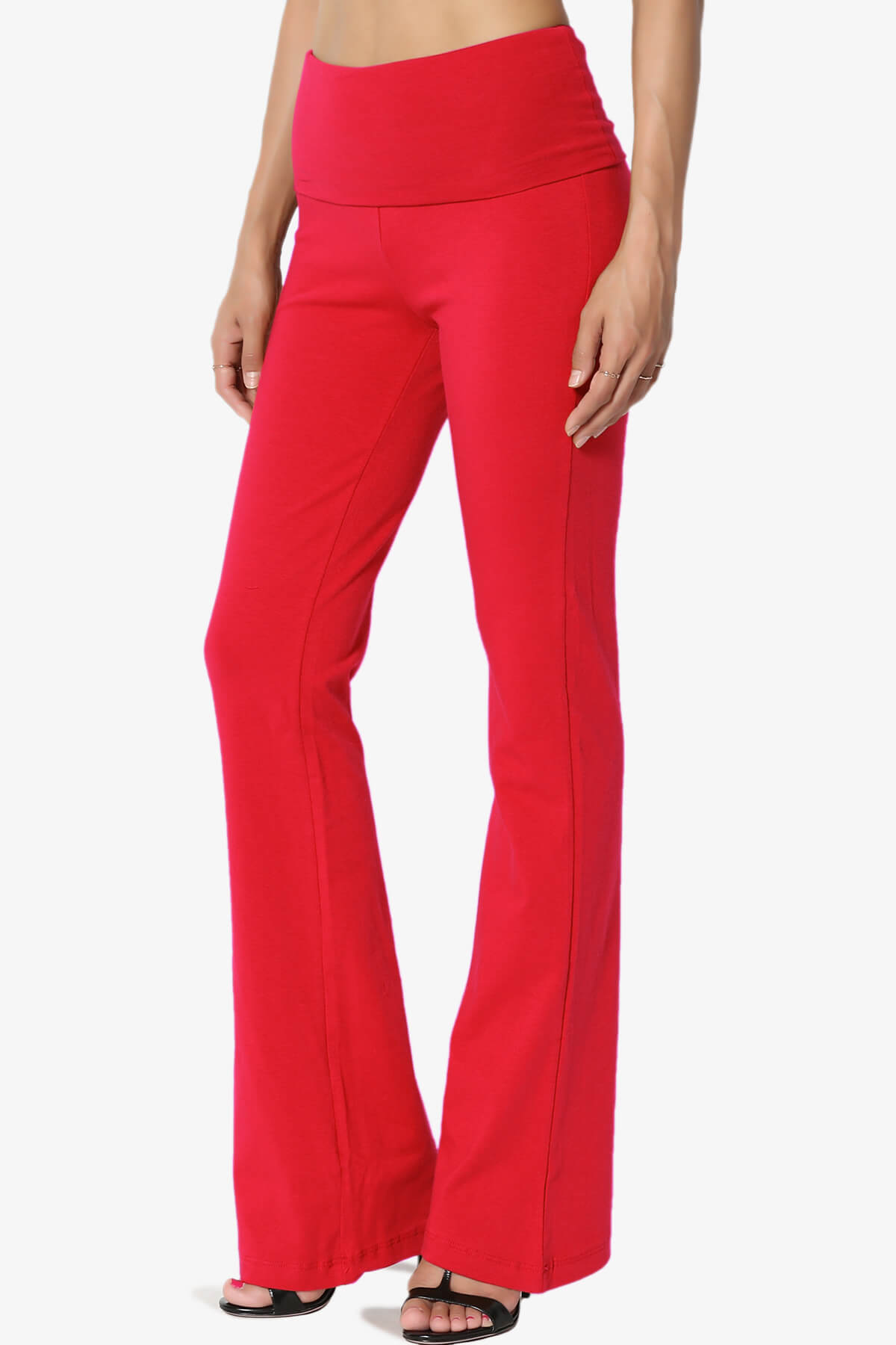 Sara Foldover Waist Yoga Pants RED_3