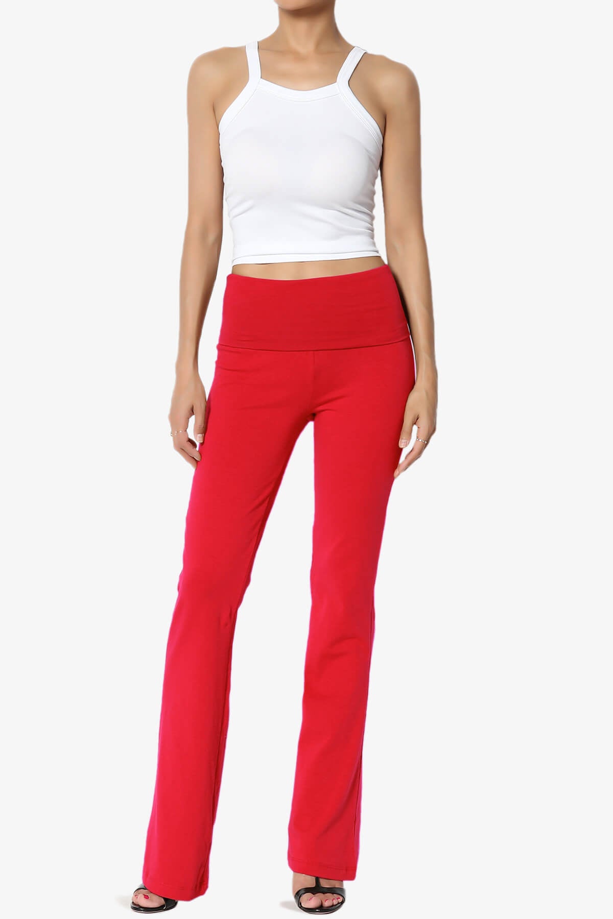 Sara Foldover Waist Yoga Pants RED_6