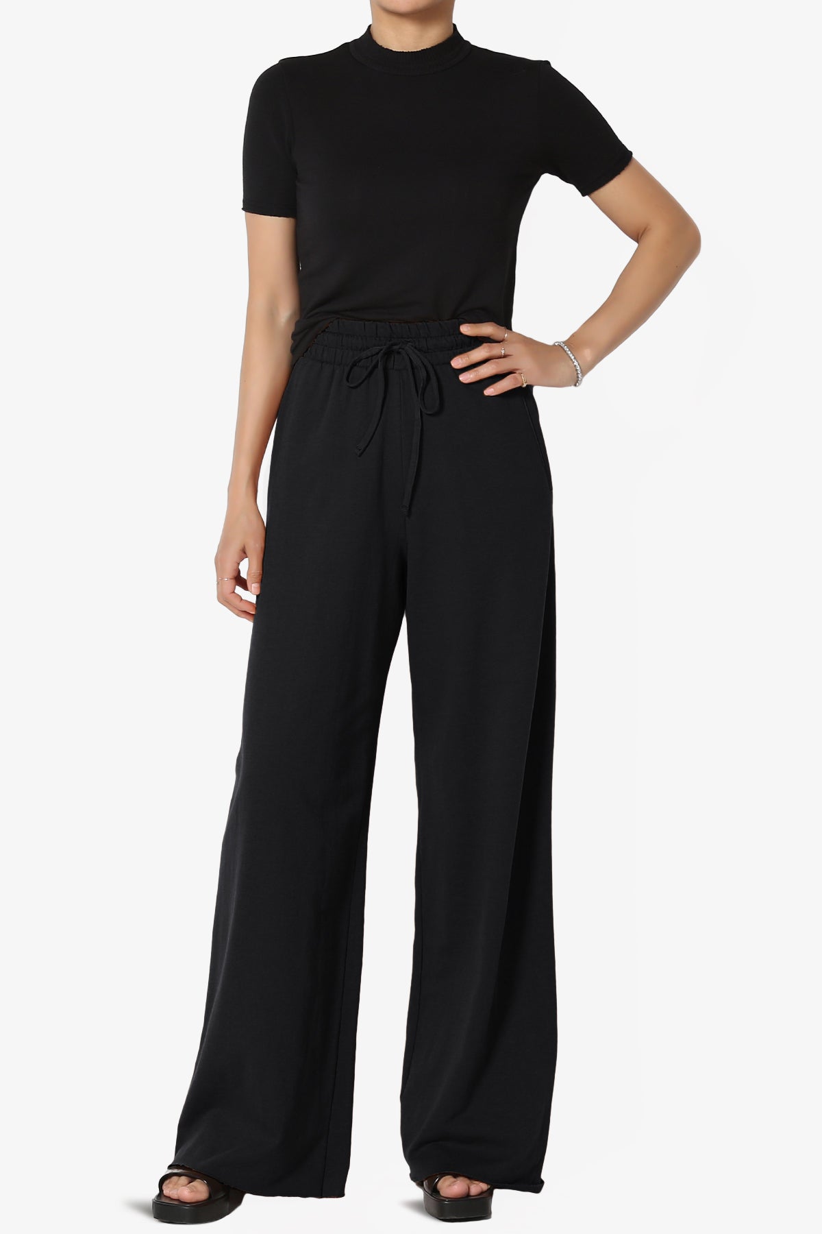 Nia Cotton Terry Wide Leg Track Pants