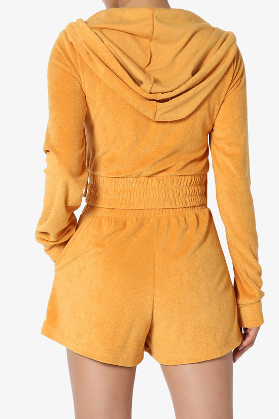 Load image into Gallery viewer, Cotton Terry Zip Up Crop Hoodie &amp;amp; Shorts SET GOLDEN MUSTARD_2
