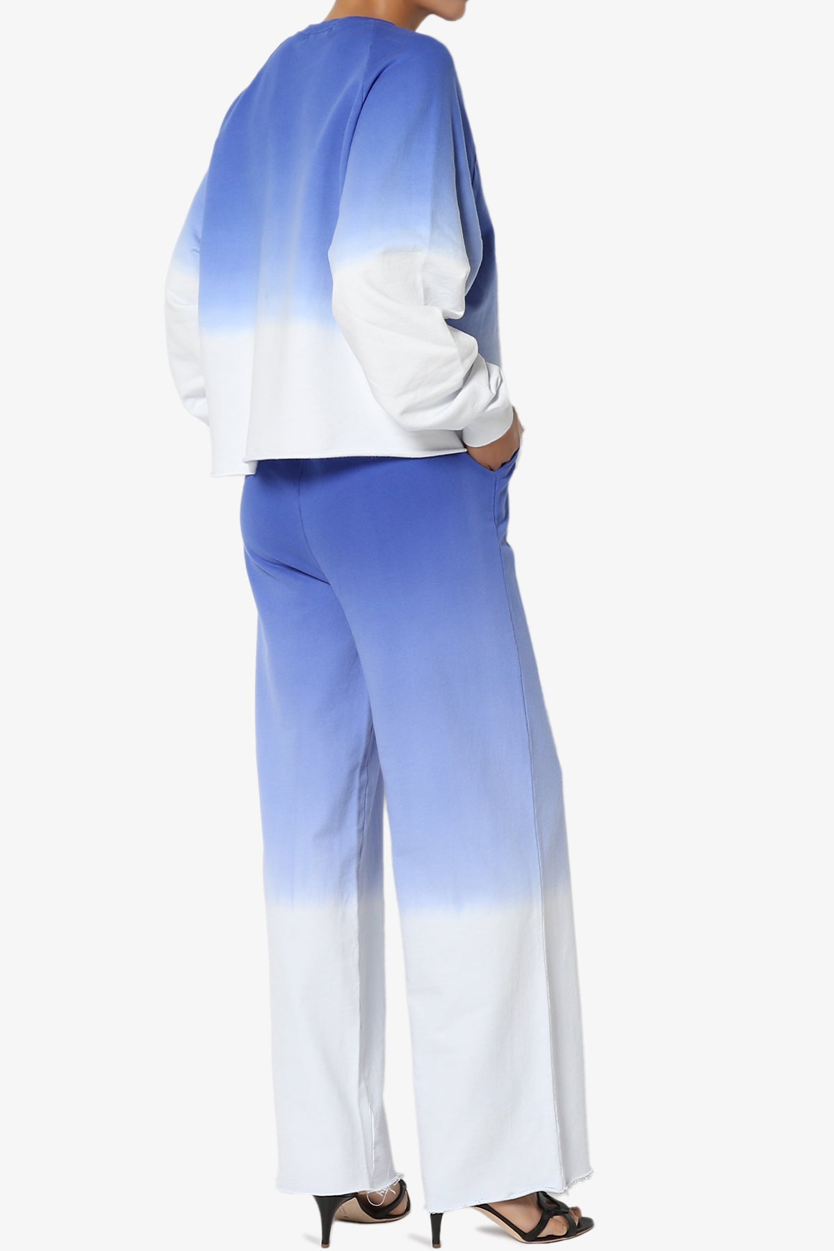 Sarge Dip Dye Raglan Sleeve Top & Lounge Pants SET BRIGHT BLUE_4