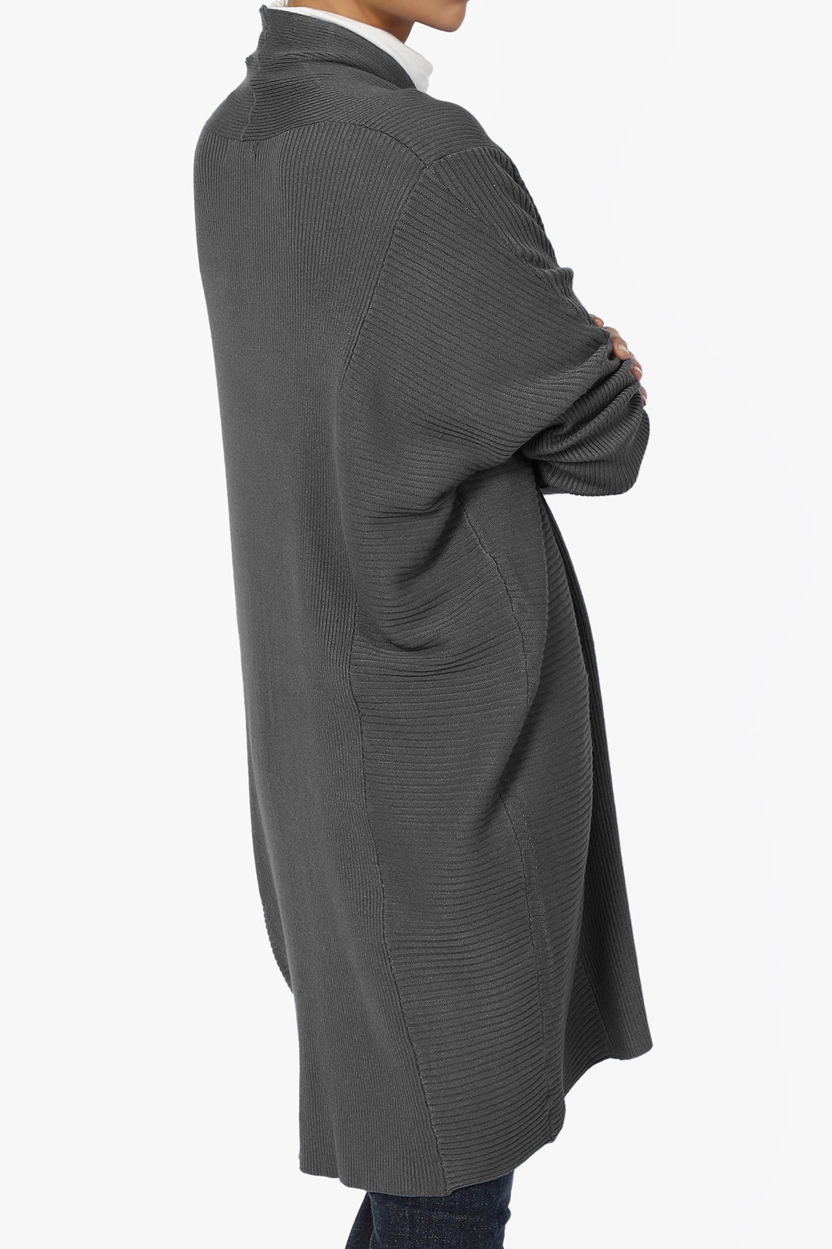 Aviv Ribbed Dolman Sleeve Open Cardigan