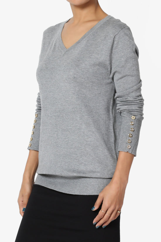 Load image into Gallery viewer, Carnot Button Sleeve V-Neck Knit Top PLUS
