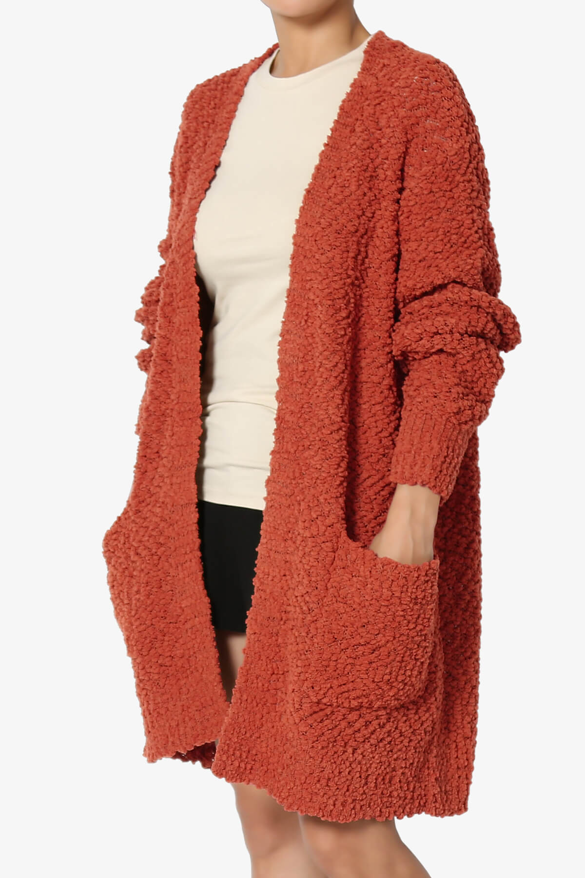 Load image into Gallery viewer, Barry Soft Popcorn Knit Sweater Cardigan COPPER_3
