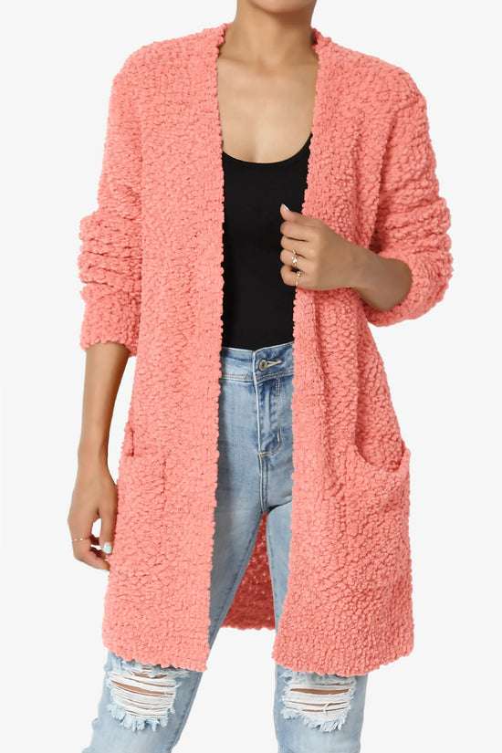 Load image into Gallery viewer, Barry Soft Popcorn Knit Sweater Cardigan CORAL_1
