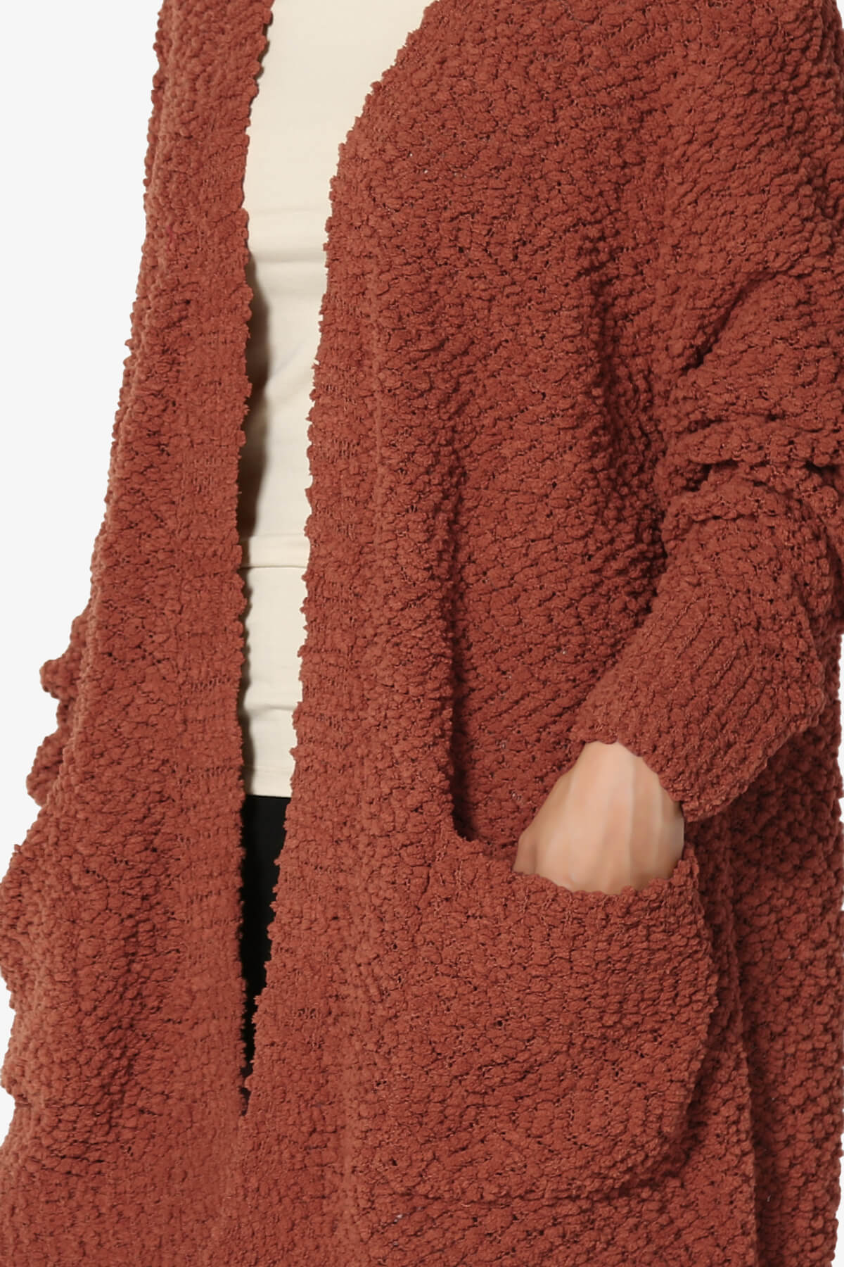 Barry Soft Popcorn Knit Sweater Cardigan DARK RUST_5