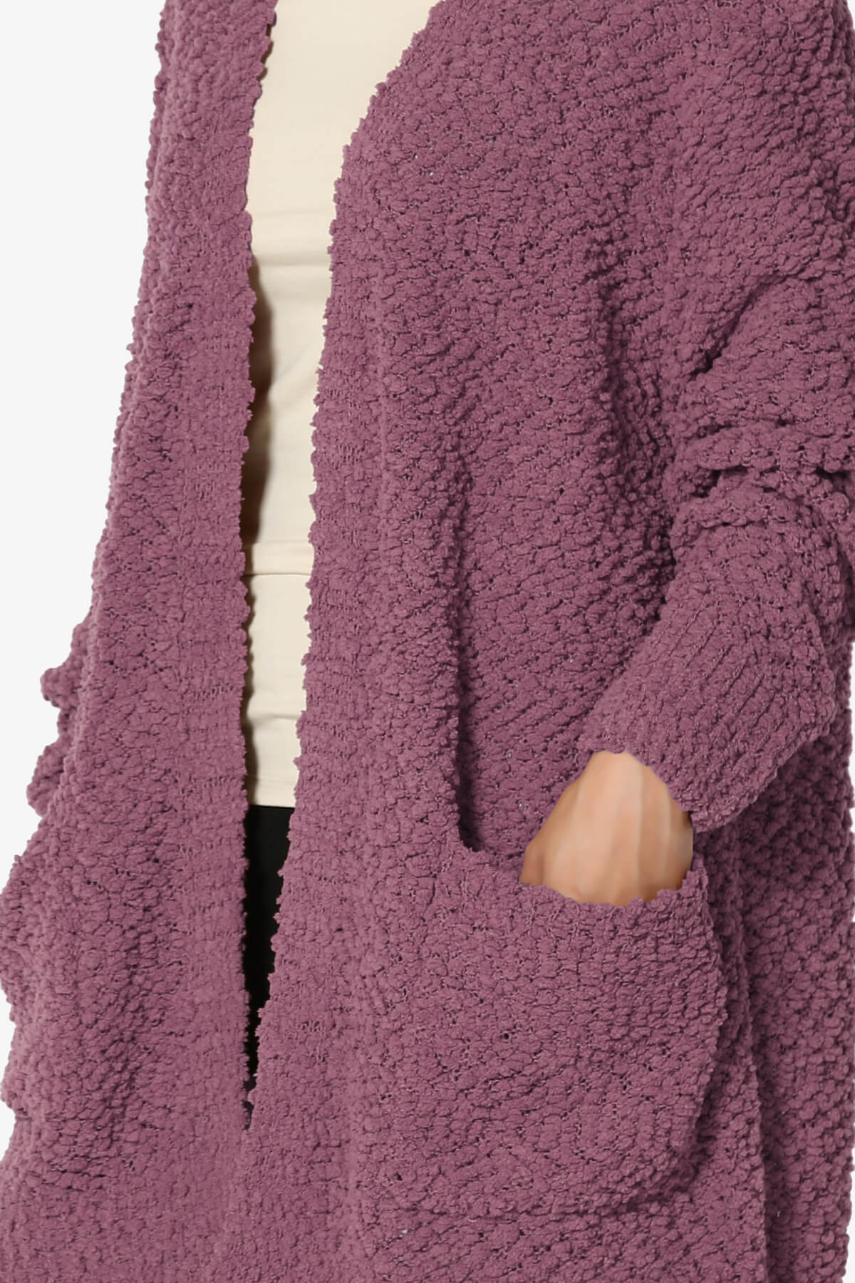 Barry Soft Popcorn Knit Sweater Cardigan DUSTY PLUM_5