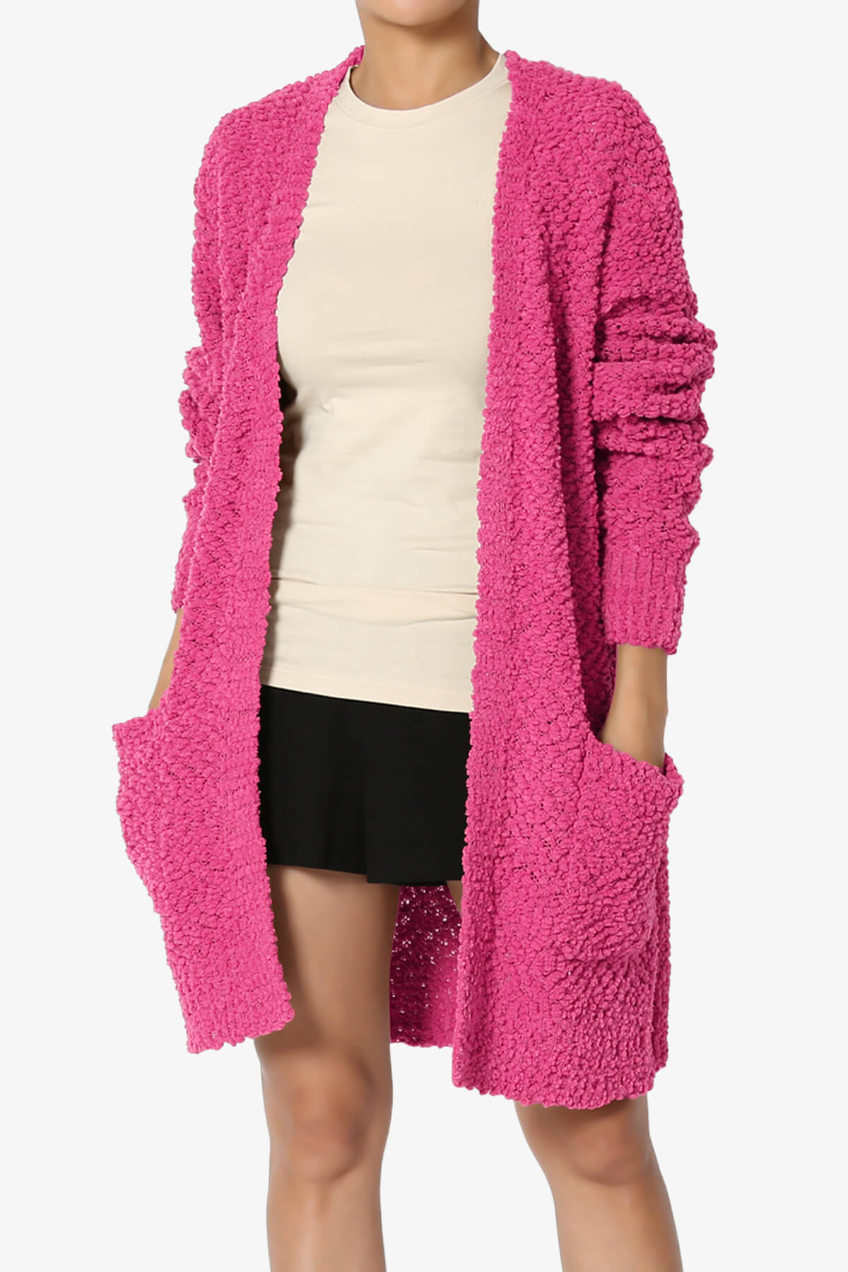 Load image into Gallery viewer, Barry Soft Popcorn Knit Sweater Cardigan HOT PINK_1
