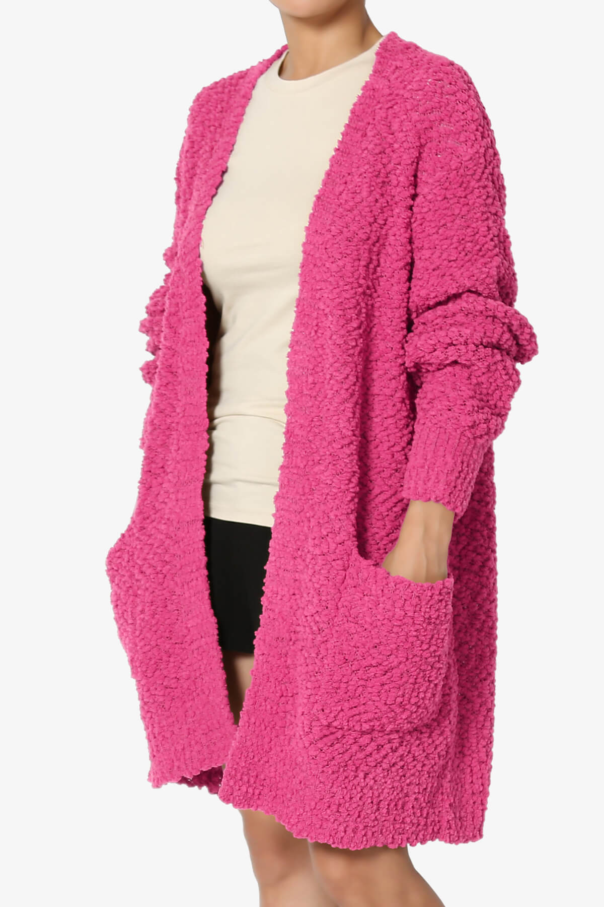Load image into Gallery viewer, Barry Soft Popcorn Knit Sweater Cardigan HOT PINK_3
