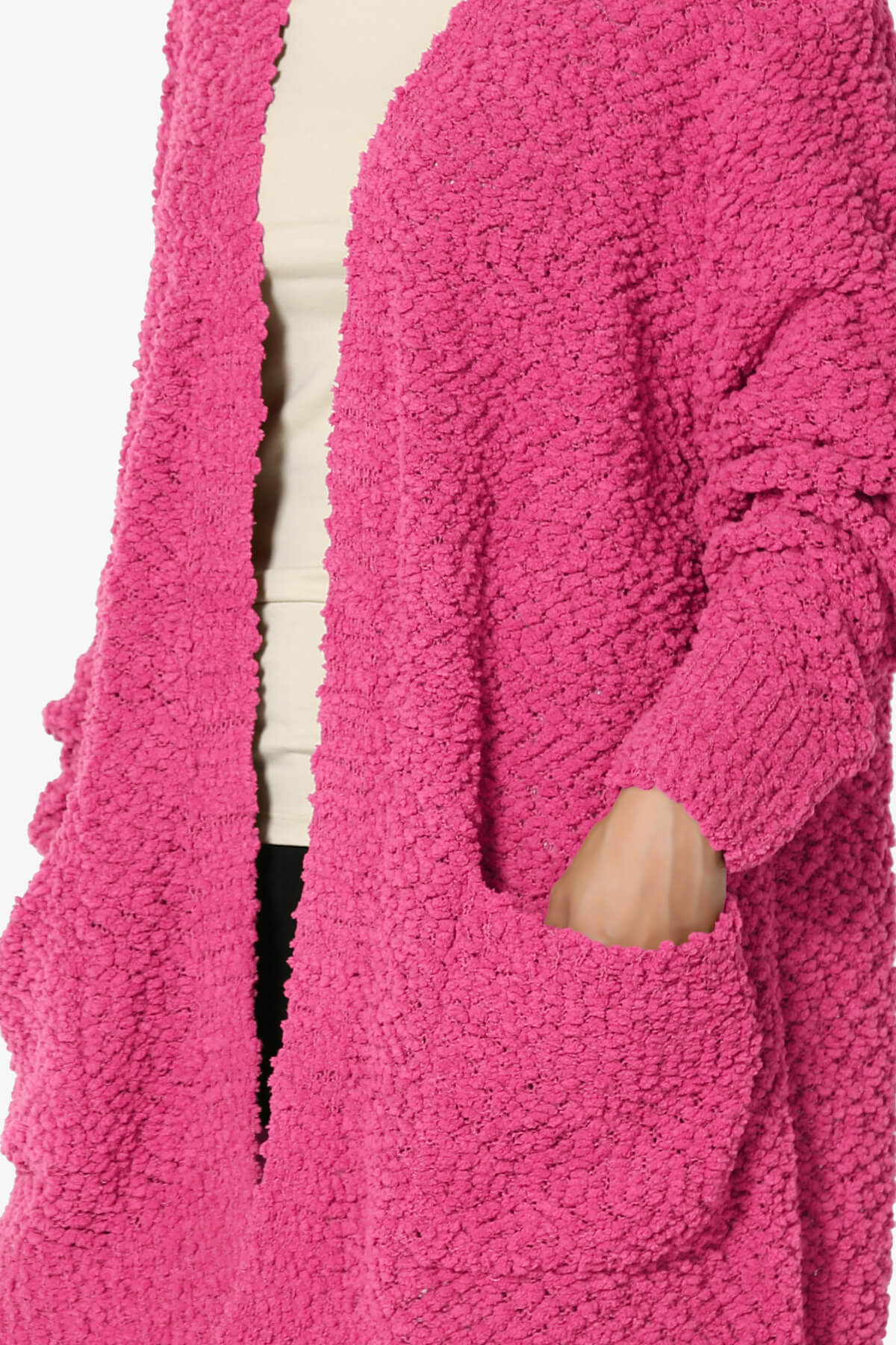 Barry Soft Popcorn Knit Sweater Cardigan HOT PINK_5