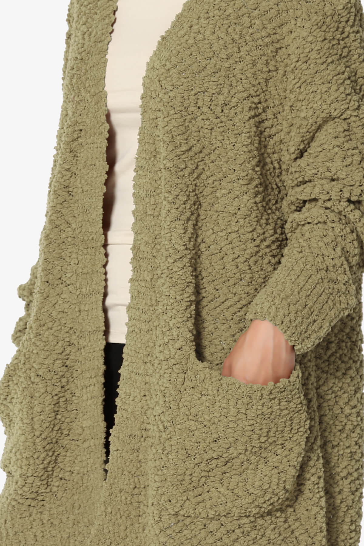 Barry Soft Popcorn Knit Sweater Cardigan KHAKI GREEN_5
