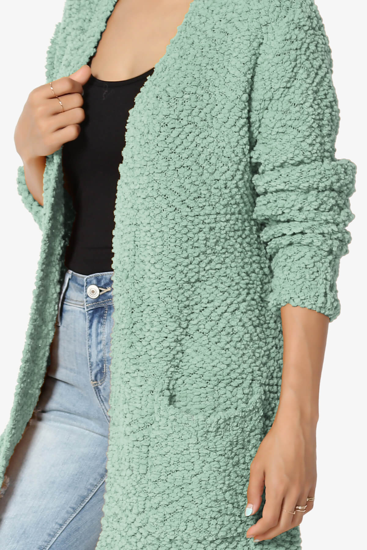 Load image into Gallery viewer, Barry Soft Popcorn Knit Sweater Cardigan LIGHT GREEN_5
