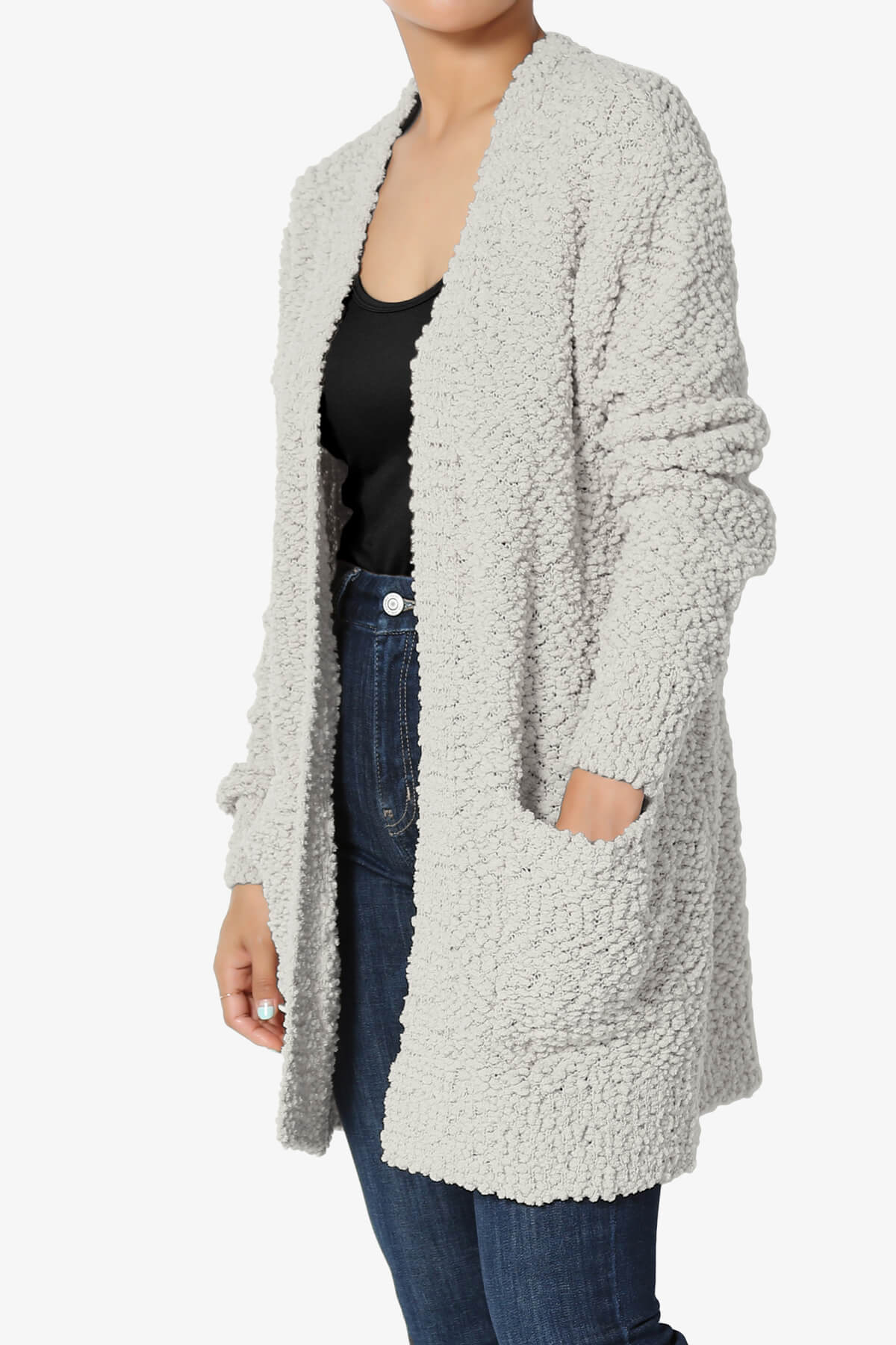 Load image into Gallery viewer, Barry Soft Popcorn Knit Sweater Cardigan LIGHT GREY_3
