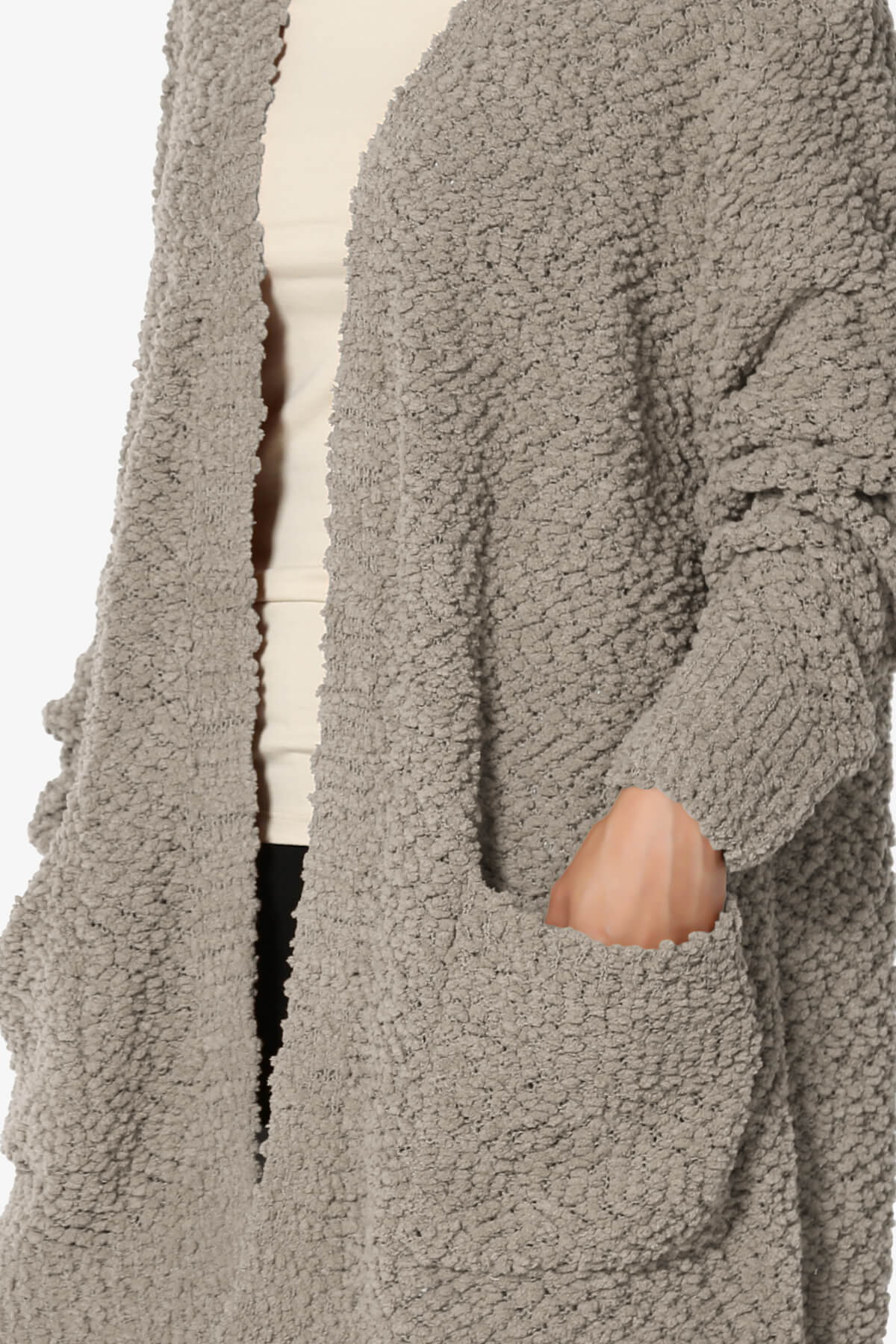 Barry Soft Popcorn Knit Sweater Cardigan LIGHT MOCHA_5