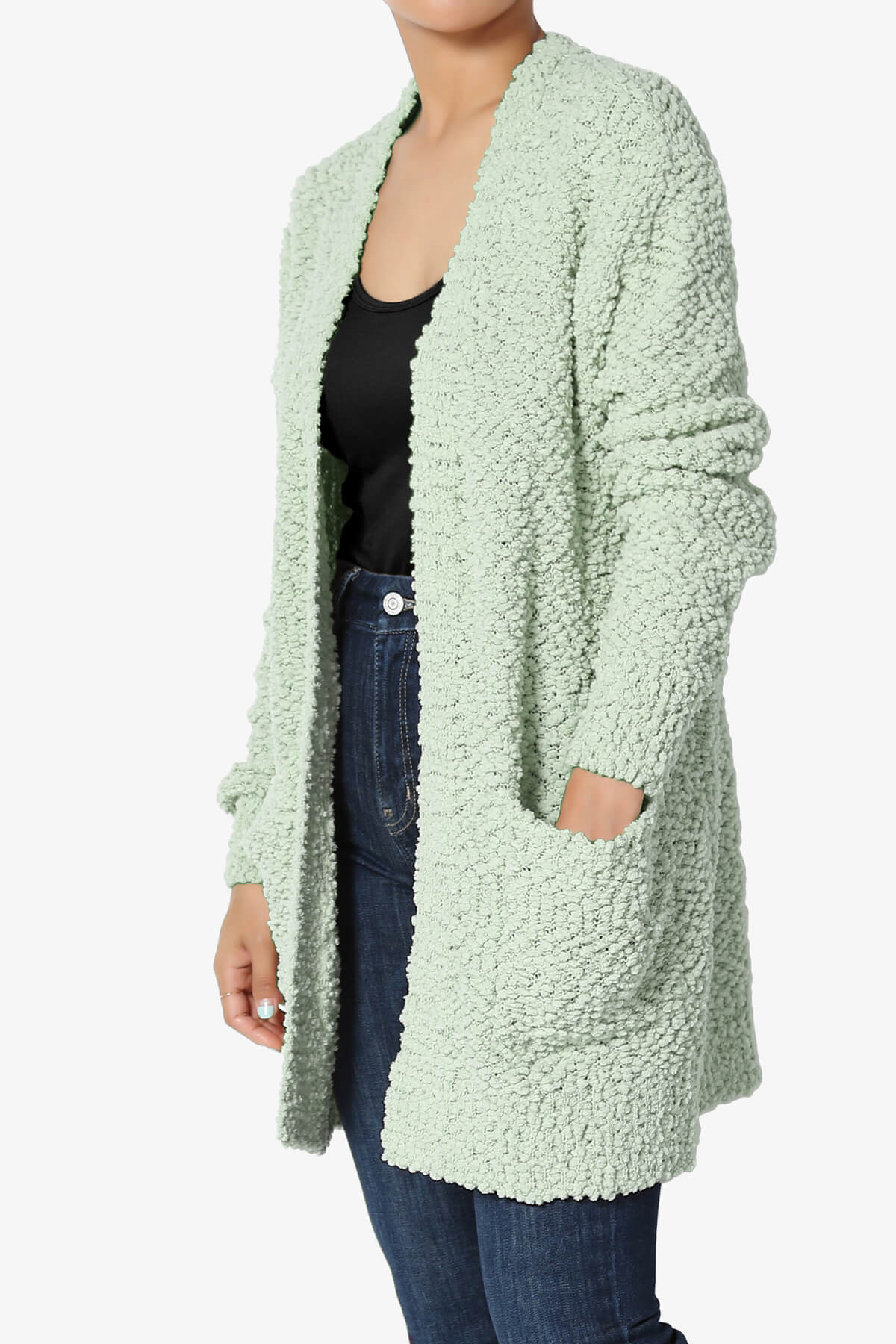 Load image into Gallery viewer, Barry Soft Popcorn Knit Sweater Cardigan LIGHT SAGE_3
