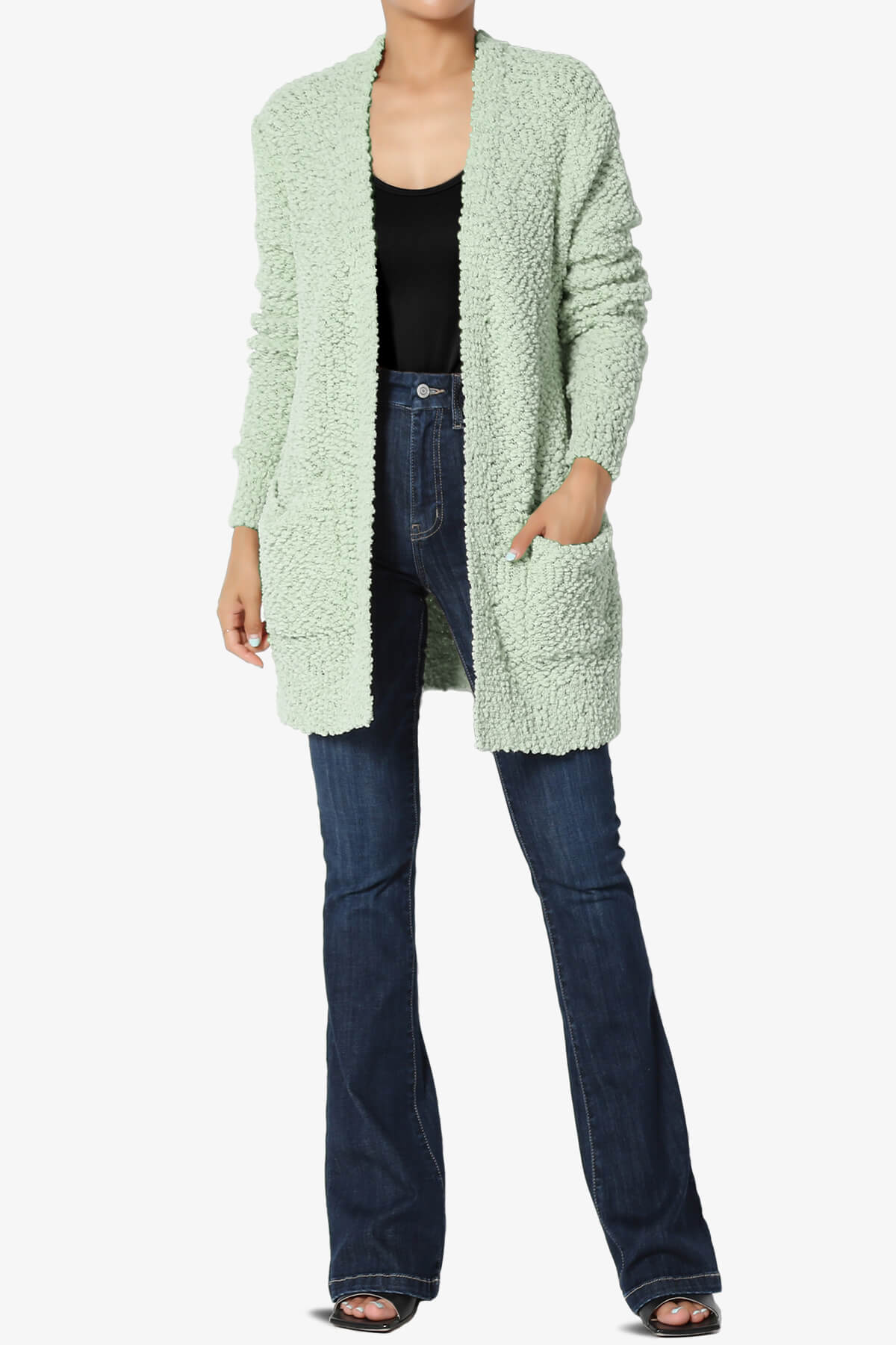 Barry Soft Popcorn Knit Sweater Cardigan LIGHT SAGE_6