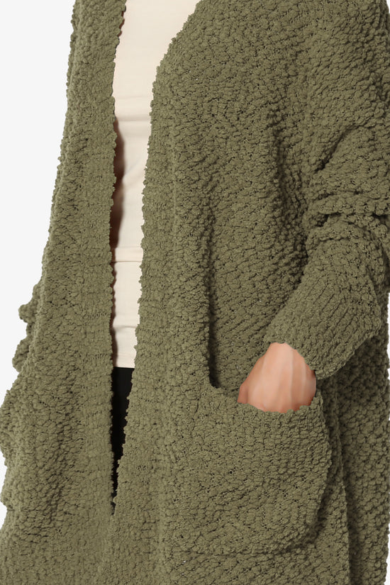 Barry Soft Popcorn Knit Sweater Cardigan OLIVE KHAKI_5