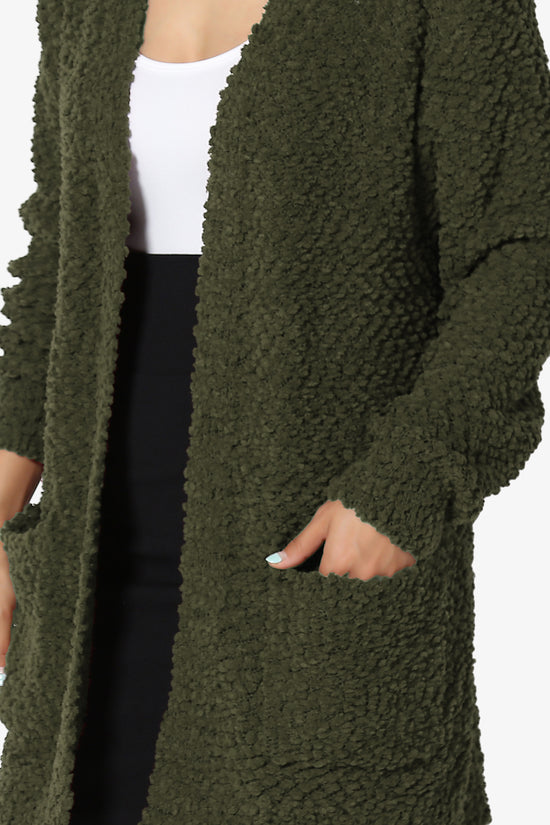 Barry Soft Popcorn Knit Sweater Cardigan OLIVE_5