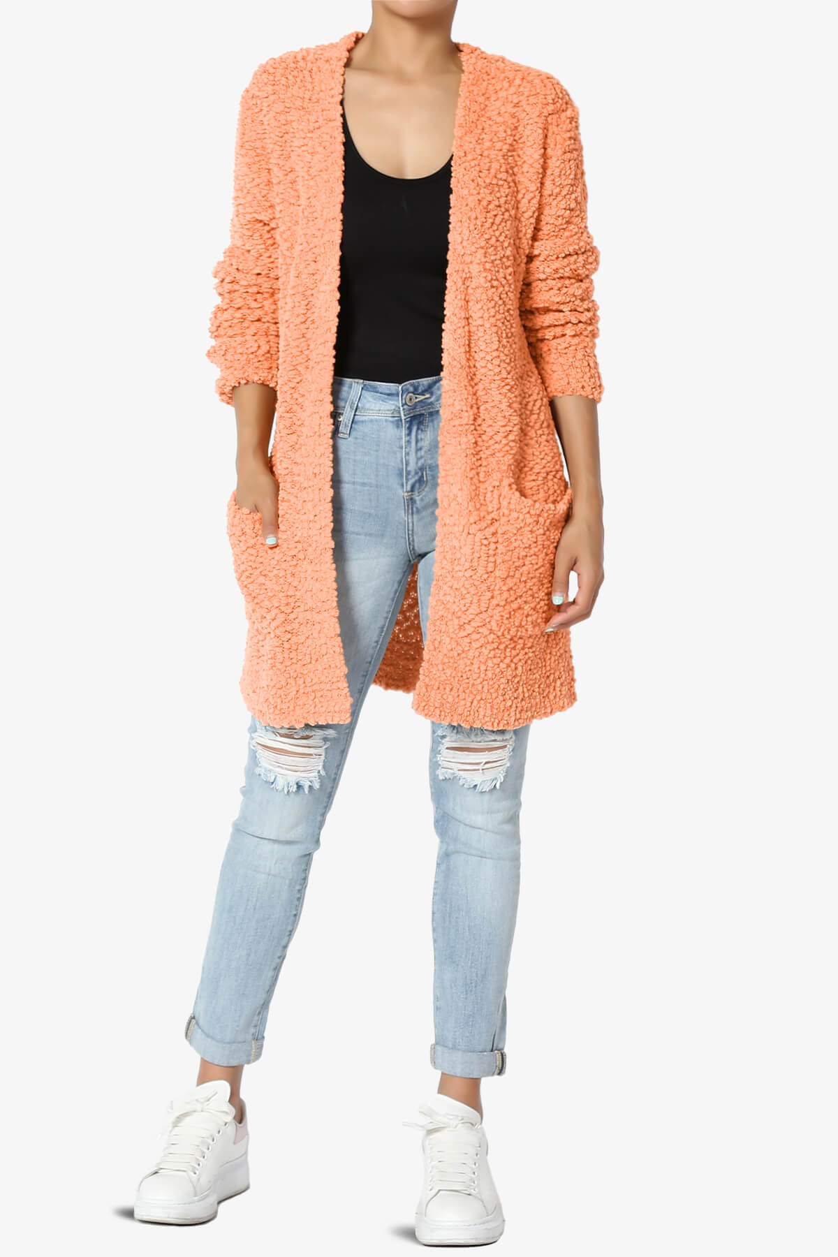Load image into Gallery viewer, Barry Soft Popcorn Knit Sweater Cardigan PEACH_6

