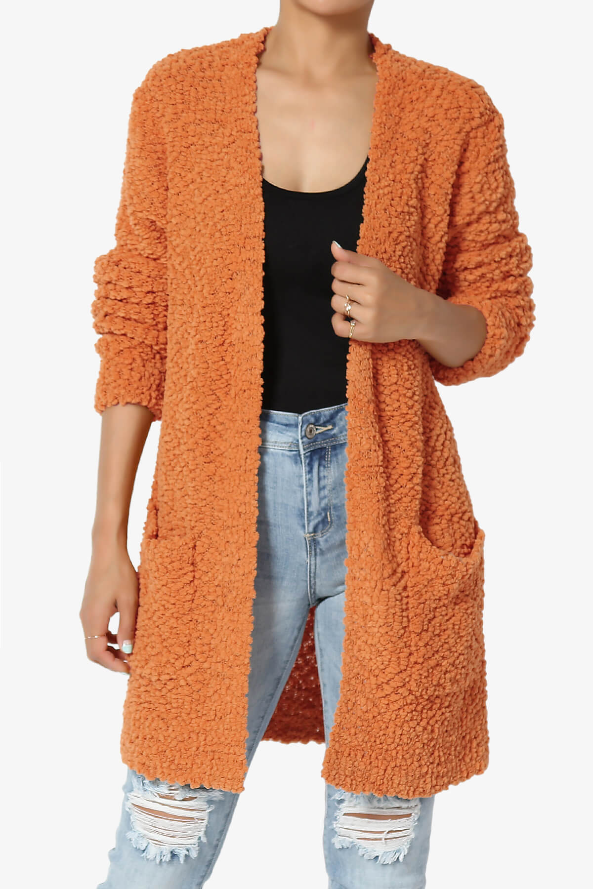 Load image into Gallery viewer, Barry Soft Popcorn Knit Sweater Cardigan PERSIMMON_1
