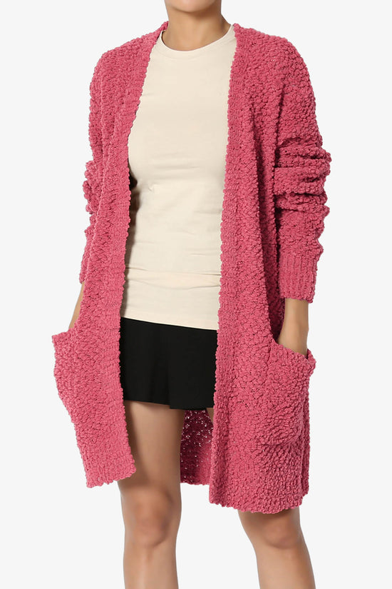 Barry Soft Popcorn Knit Sweater Cardigan ROSE_1