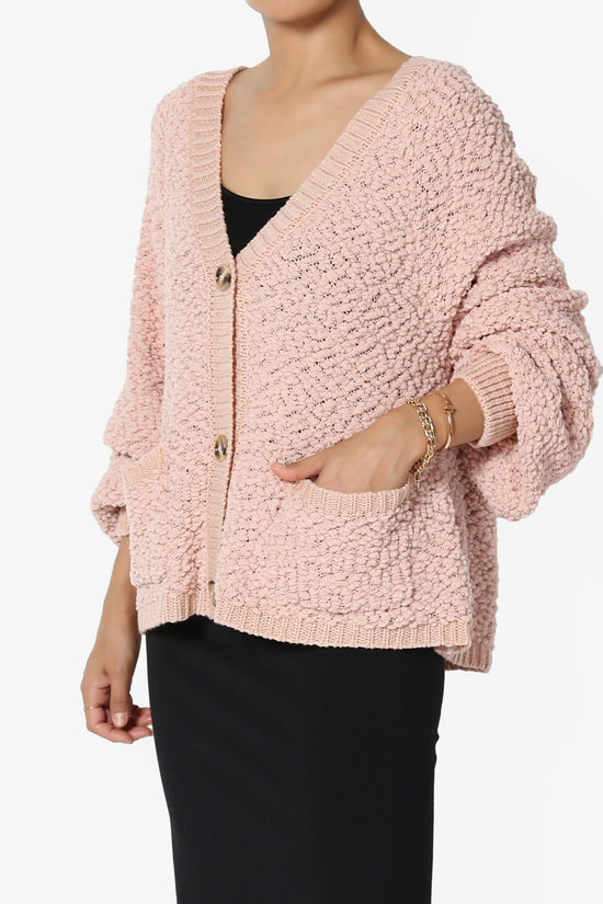 Load image into Gallery viewer, Barry Fuzzy Knit Button Boxy Crop Cardigan DUSTY BLUSH_3
