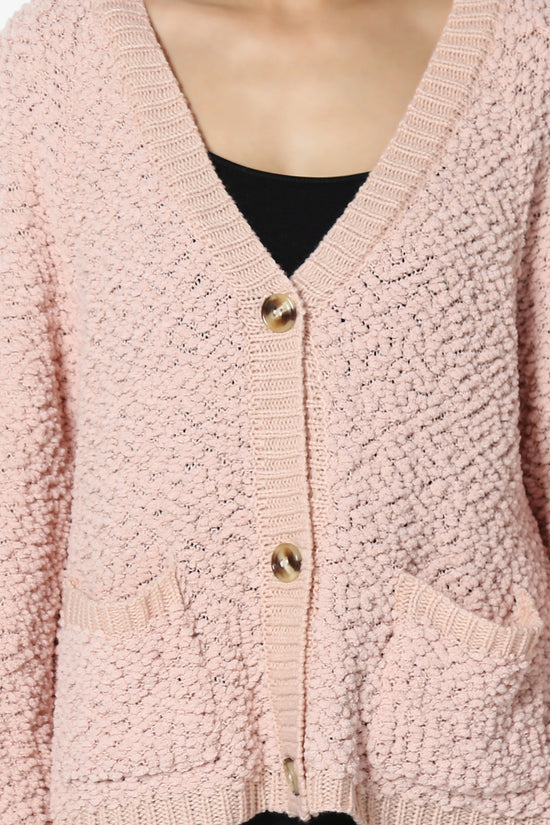 Load image into Gallery viewer, Barry Fuzzy Knit Button Boxy Crop Cardigan DUSTY BLUSH_5
