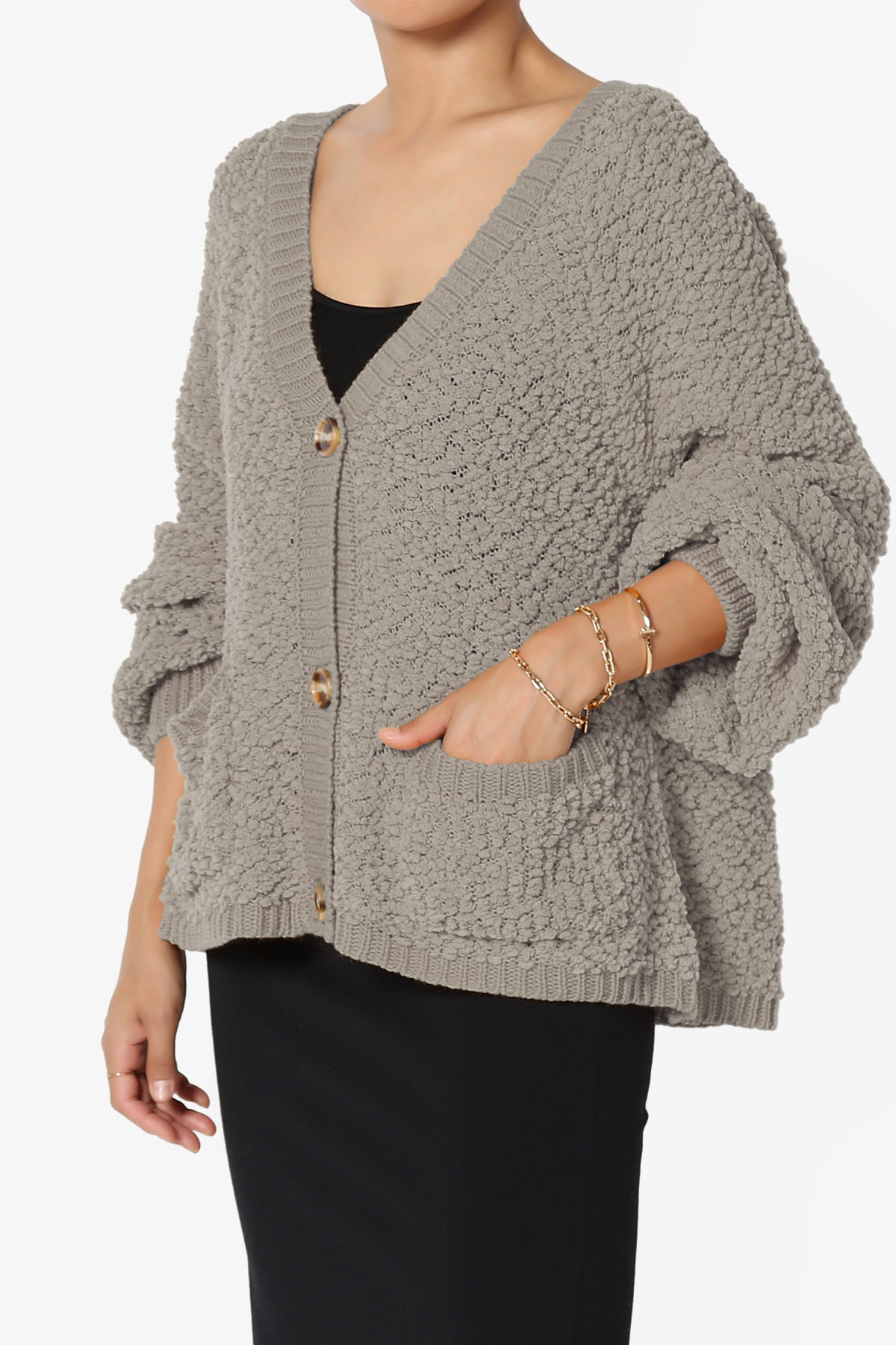 Load image into Gallery viewer, Barry Fuzzy Knit Button Boxy Crop Cardigan LIGHT MOCHA_3
